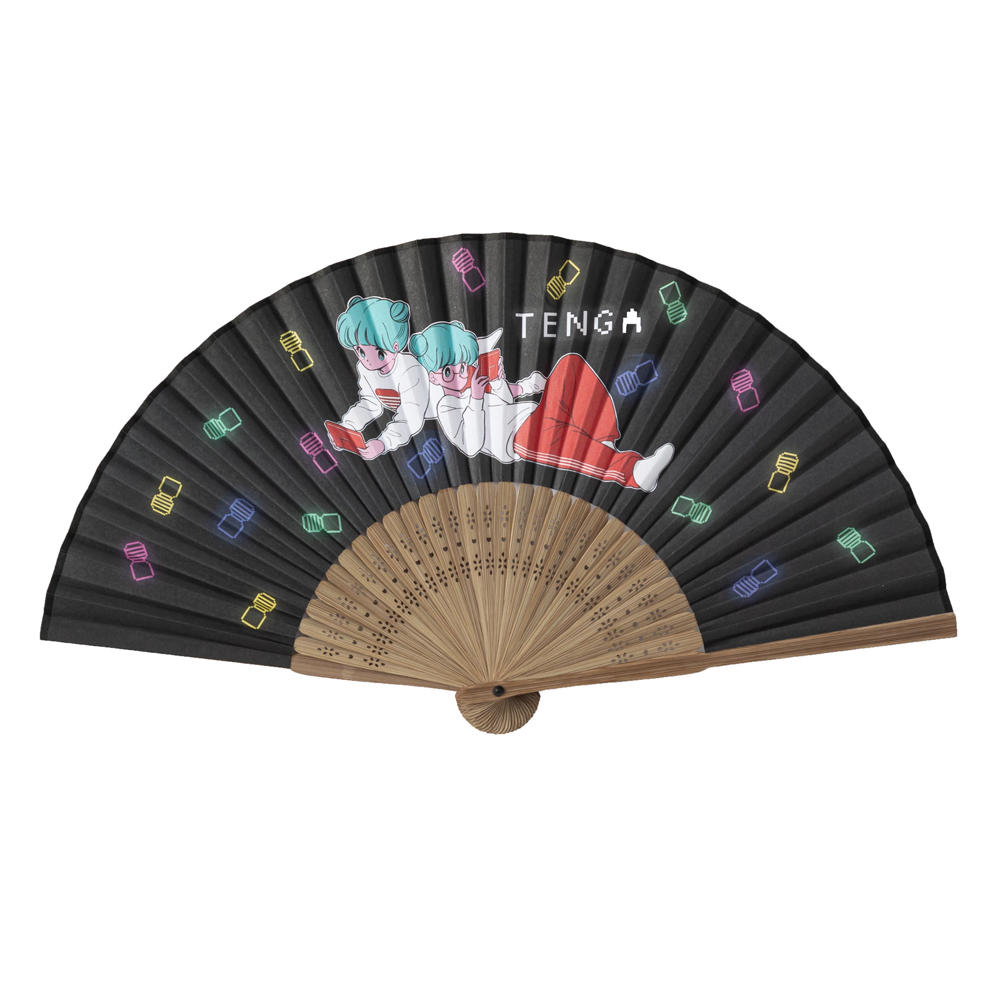 TENGA × BOB a.k.a En-Chan PLAY GAME Hand Fan Black