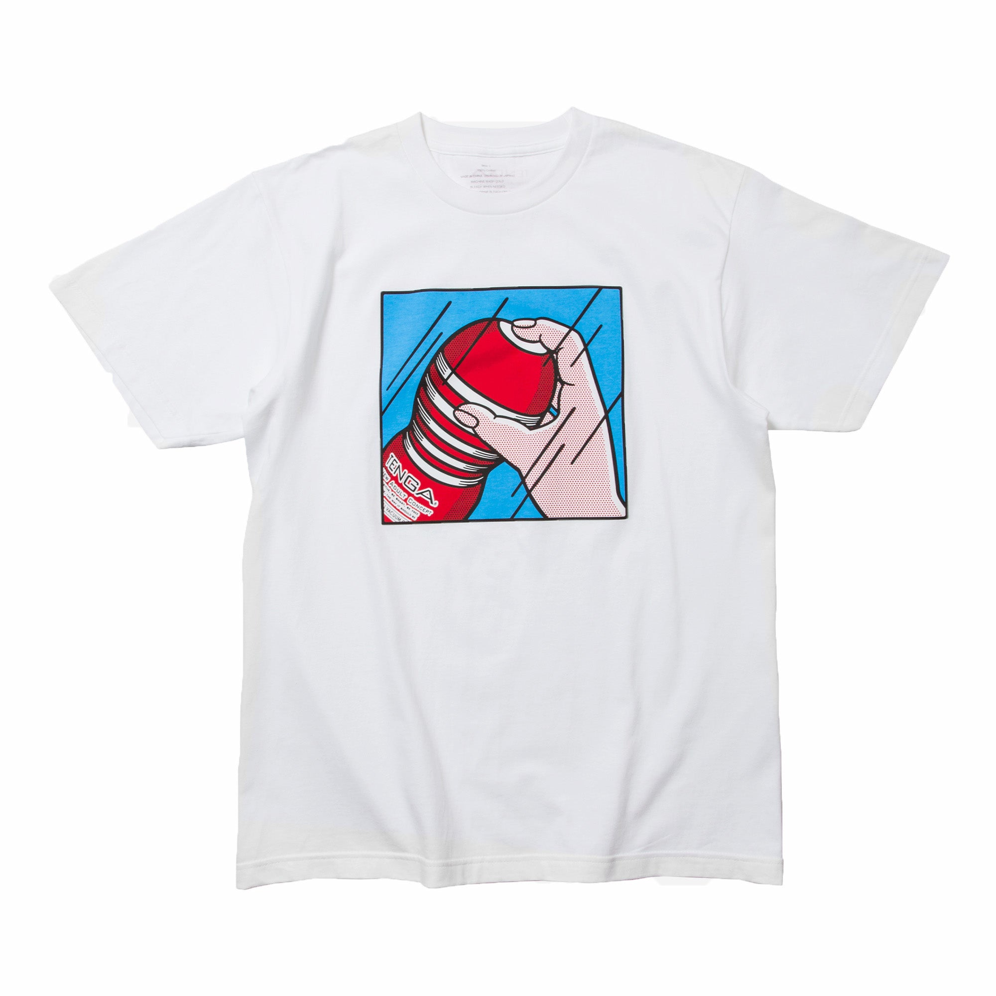 Playing with TENGA T-SHIRT White x Blue